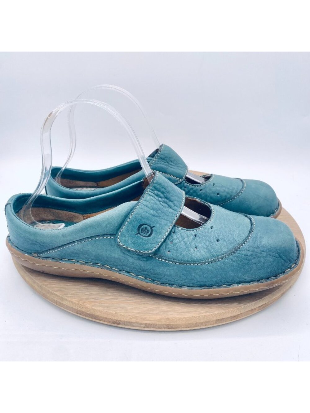 Born Mary Jane  Shoes Womens 9 Teal Blue Leather Comfort Sporty Flats Boho